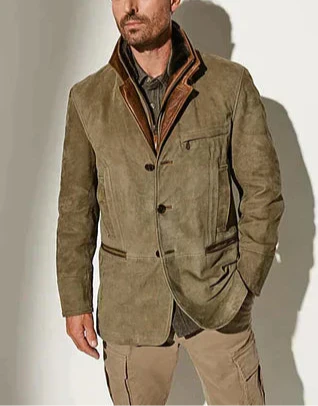 TYVANO | Vintage-Herren Wildleder-Sakko mit Leder-Details