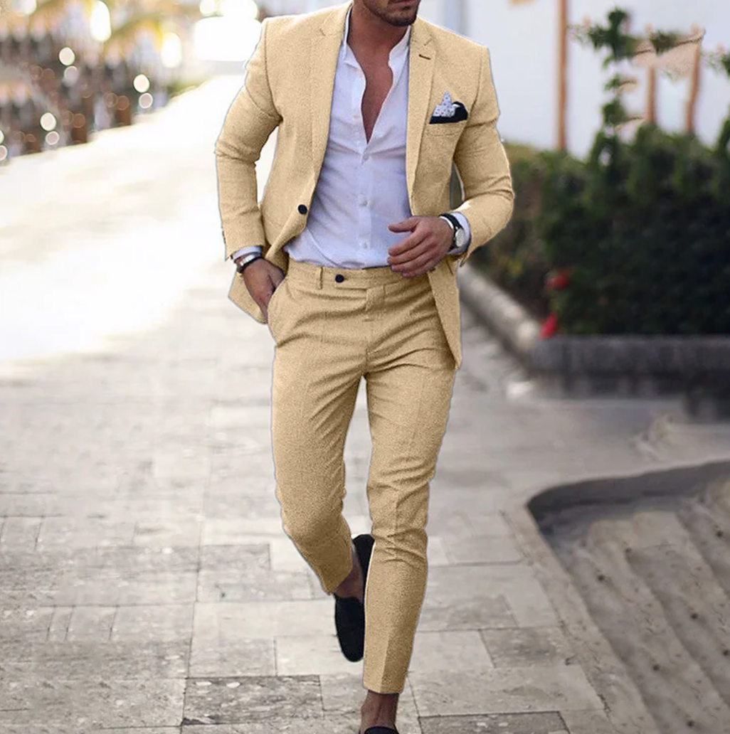 THOMS THREAD | 2-Teiliges Set Eleganter Herren Slim-Fit Anzug