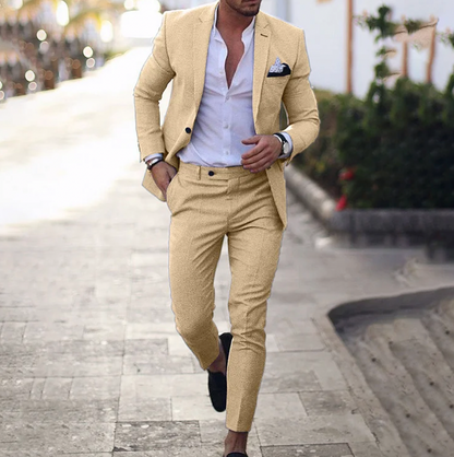 THOMS THREAD | 2-Teiliges Set Eleganter Herren Slim-Fit Anzug