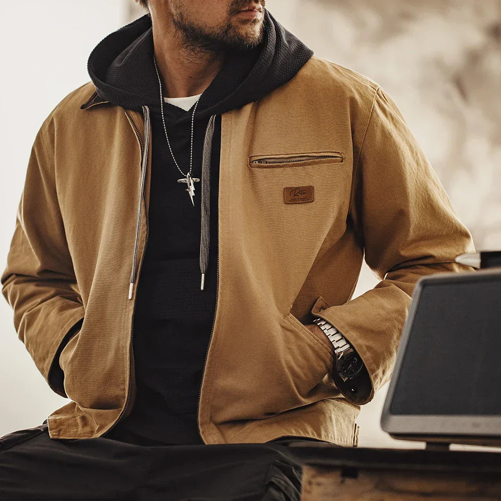 THOMS THREAD | Handgenähte Herrenjacke aus Segeltuch im Retro-Look