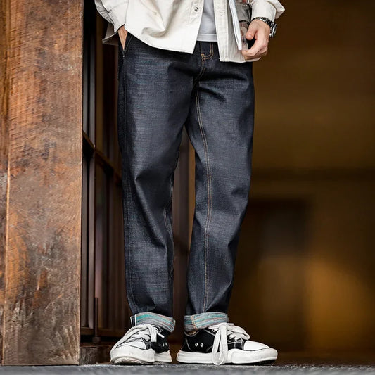 THOMS THREAD | Vintage Selvedge Raw Denim Jeans - 13,5 oz Herrenjeans aus schwerem Baumwoll-Denim, gerade Passform, mit Reißverschluss & Taschen