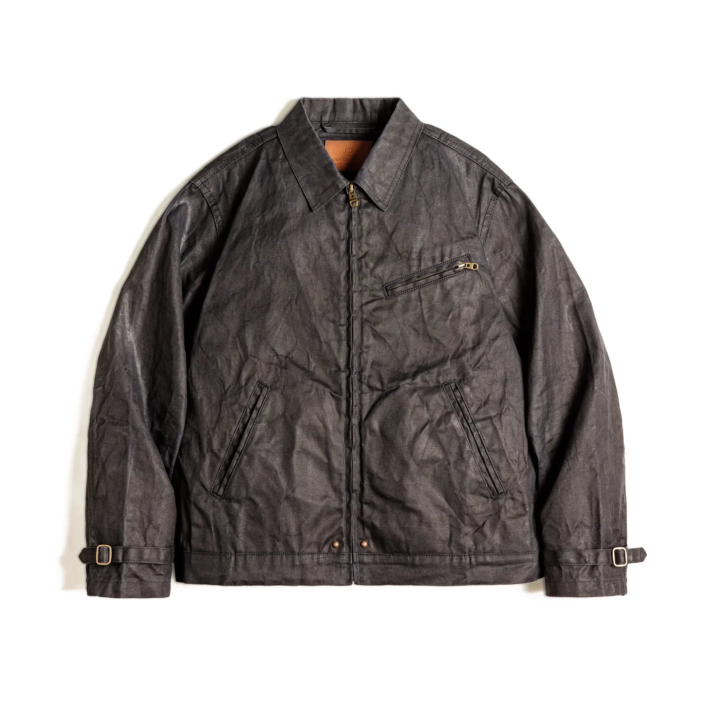 THOMS THREAD | Vintage-Herrenjacke aus gewachstem Canvas - IV-Design mit Reißverschluss und Reverskragen, kurzer Schnitt, schlanke Passform für Frühjahr & Herbst