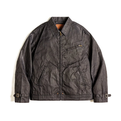 THOMS THREAD | Vintage-Herrenjacke aus gewachstem Canvas - IV-Design mit Reißverschluss und Reverskragen, kurzer Schnitt, schlanke Passform für Frühjahr & Herbst