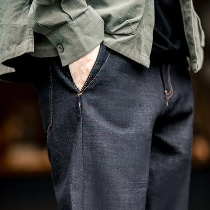 THOMS THREAD | Vintage Selvedge Raw Denim Jeans - 13,5 oz Herrenjeans aus schwerem Baumwoll-Denim, gerade Passform, mit Reißverschluss & Taschen