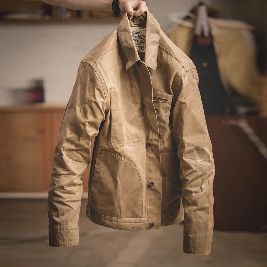 THOMS THREAD | Rustikale Handgefertigte Herren Segeltuch Öl Wachs Jacke