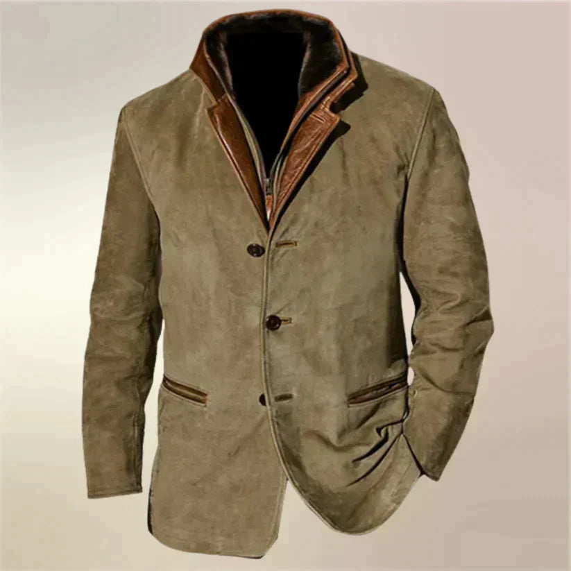 TYVANO | Vintage-Herren Wildleder-Sakko mit Leder-Details
