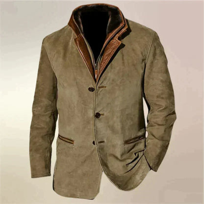 TYVANO | Vintage-Herren Wildleder-Sakko mit Leder-Details