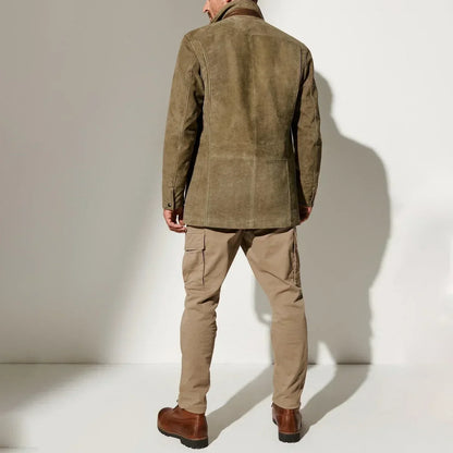 TYVANO | Vintage-Herren Wildleder-Sakko mit Leder-Details